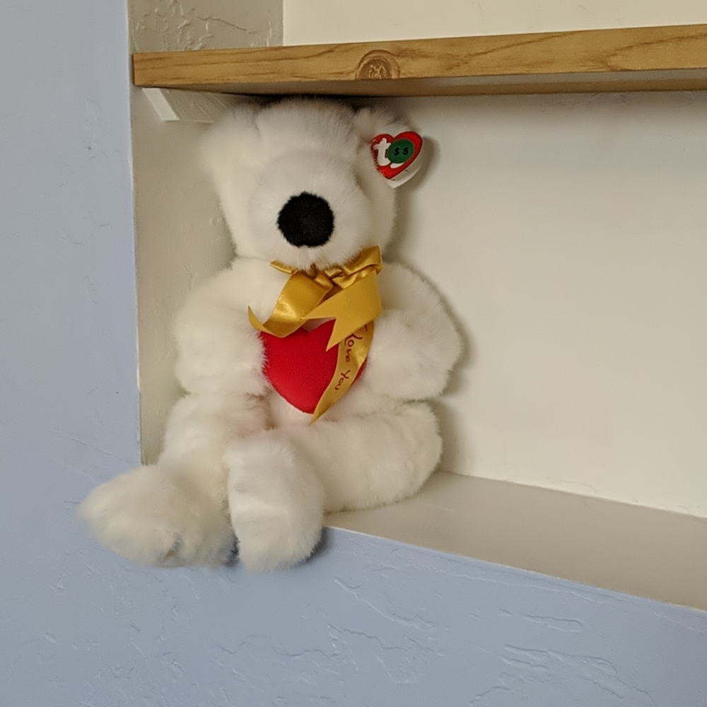 4 for $12 White TY Bear w/Heart